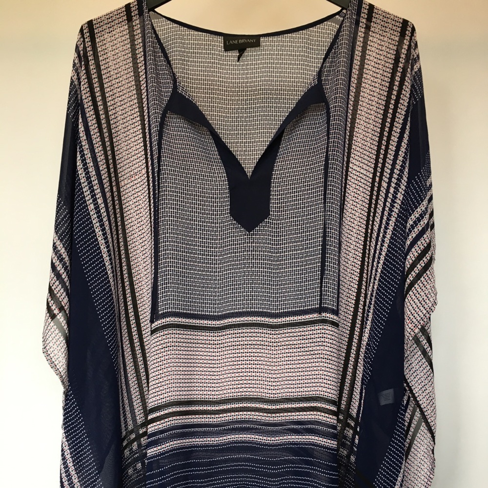 Lane Bryant Sheer Poncho Polka Dot Top